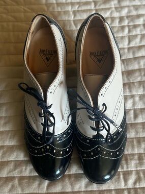 John Fluevog Vintage Black and White Spectator Wingtip Oxfords